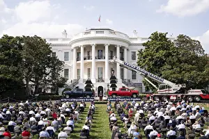 Trucks Prints: President Donald Trump holds an elaborately staged election year event advertising his program against the regulatory
