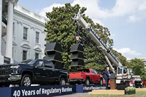 Trucks Prints: President Donald Trump holds a political campaign event at the White House