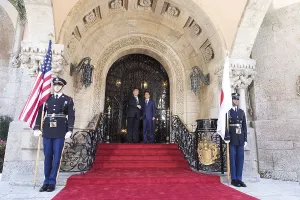 Palm Beach Prints: President Donald Trump and Japanese Prime Minister Shinzo Abe at Mar-a-Lago Club