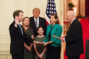 Ashley Prints: President Donald Trump looks on as Anthony Kennedy