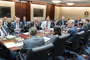 Assassination Prints: President Donald Trump meets with senior White House advisors, Jan