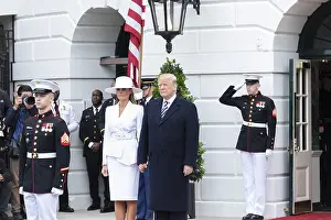 Lcgr1805 Prints: President Donald Trump and Melania Trump at the official arrival ceremony for the President of France