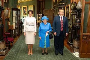 Contrast Prints: President Donald Trump and Melania Trump with Queen Elizabeth II at Window Castle