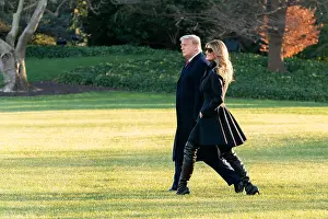 South Lawn Prints: President Donald Trump and Melania Trump walk to Marine One to begin their Christmas trip to Florida