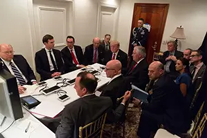 Syria Prints: President Donald Trump and the National Security Council are briefed on a military strike on Syria