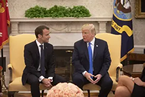 Emmanuel Prints: President Donald Trump and President Emmanuel Macron of France meet in the Oval Office