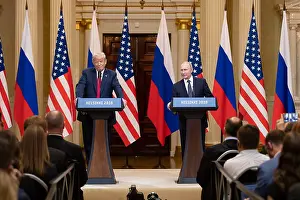 Vladimir Prints: President Donald Trump and President Vladimir Putin hold a joint press conference in Helsinki