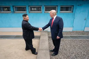 Diplomacy Prints: President Donald Trump shakes hands with Chairman of the Workers Party of Korea