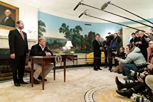 Alex Prints: President Donald Trump signs the $8 billion emergency funding bill to fight the Coronavirus pandemic in the US