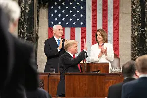 Clapping Prints: President Donald Trump before his State of the Union address to a joint session of Congress in the Capitol