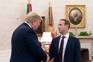 Technology Prints: President Donald Trump welcomes Facebook CEO Mark Zuckerberg, on Thursday, Sept. 19, 2019