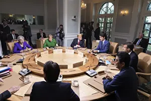 Angela Prints: President Donald Trump at a working session at the G7 Summit, June 8, 2018