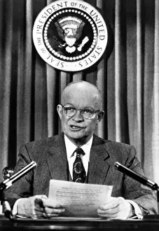 Reading Prints: President Dwight D. Eisenhower in the broadcast room of the White House