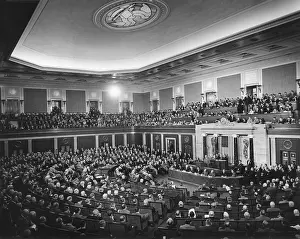 Lcgr1412 Prints: President Dwight Eisenhower delivering his 1954 State of the Union address to Congress