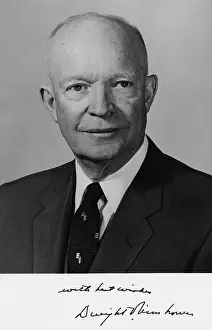 Salutation Prints: President Dwight Eisenhower, portrait with signature. Feb. 13. 1959 - (BSLOC_2014_16_50)