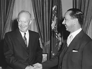 Iraqi Prints: President Eisenhower with Crown Prince Abdul Ilah of Iraq. In Oval Office, Feb. 5, 1957