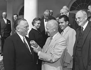 Awards Prints: President Eisenhower presents the National Security Medal to FBI Director J. Edgar Hoover