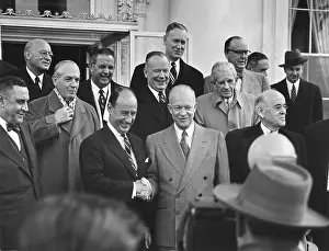 Stevenson Prints: President Eisenhower shakes the hand of his 1952 Democratic opponent