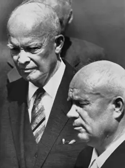 Ukrainian Prints: President Eisenhower and Soviet Premier Nikita Khrushchev after Russian leader arrived in the U