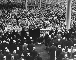 Earl Prints: President Eisenhower sworn in by Chief Justice Earl Warren at the public Inauguration