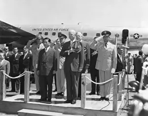 Salute Prints: President Eisenhower at welcome ceremony for Vietnam President Ngo Dinh Diem at National Airport