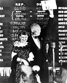 Future Prints: President-elect Dwight Eisenhower and his wife Mamie on election night at he Commodore Hotel