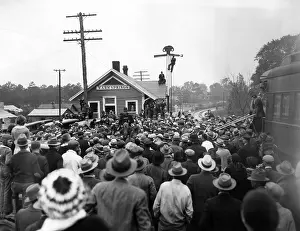 Arrivals Prints: President-elect Franklin Roosevelt was greeted by a crowd at the Warm Springs railroad station