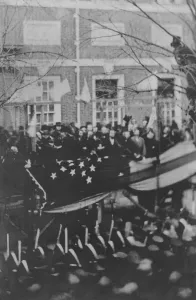 Spectators Prints: President-elect Lincoln honors the new state of Kansas on Washington's Birthday