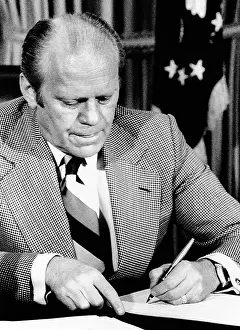 Nato Prints: President Ford vetoes a bill that would end military aid to Turkey, an important NATO ally