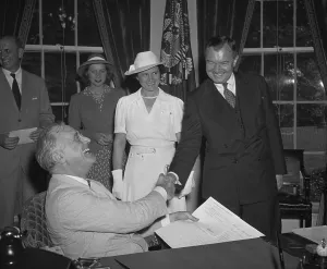 Democratic Prints: President Franklin Roosevelt congratulates newly sworn in Justice Robert Jackson