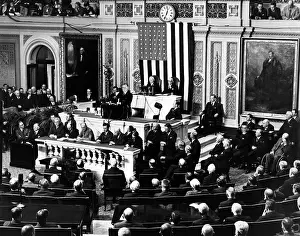 Joint Session Prints: President Franklin Roosevelt delivering his 1935 State of the Union address to Congress