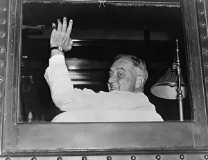Wisconsin Prints: President Franklin Roosevelt, looking behind him