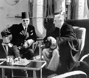 Admirals Prints: President Franklin Roosevelt meets with King Farouk of Egypt aboard a U