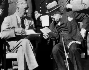 President Franklin Roosevelt and Prime Minister Winston Churchill at the Casablanca Conference, 1943. Courtesy: CSU Archives/Everett Collection
