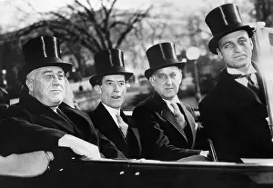 Secretaries Prints: President Franklin Roosevelt with his secretarial staff in top hats when the President made his state of the Union