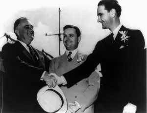 Austin Prints: President Franklin Roosevelt shaking hands with newly elected Congressman Lyndon Johnson