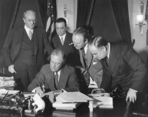 Legislation Prints: President Franklin Roosevelt signing the 1934 crime bill into law