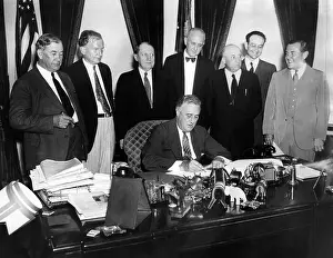 Rayburn Prints: President Franklin Roosevelt, signs the Public Utility Holding Company Act of 1935 (Wheeler-Rayburn Act)