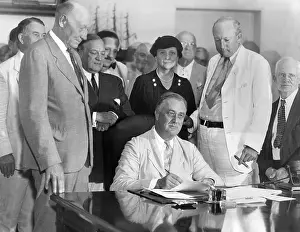 Social Security Prints: President Franklin Roosevelt signs the Social Security Bill