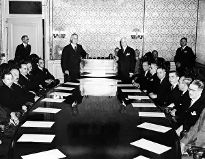 Cordell Prints: President Franklin Roosevelt (standing left) and Secretary of State Cordell Hull (standing right)