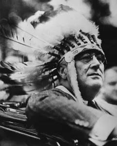 2013 Prints: President Franklin Roosevelt wears a Native American war bonnet