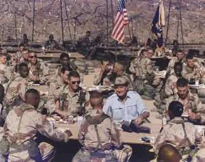 Thanksgiving Prints: President George Bush having Thanksgiving dinner with U