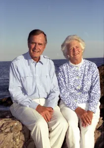 Presidents Wives Prints: President George Bush and wife Barbara at Walker's Point