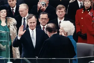 Inaugurations Prints: President George Herbert Walker Bush takes the oath of office administered by Chief Justice William Rehnquist