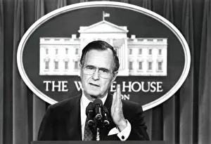 Republican Prints: President George H.W. Bush answering a reporters question on Jan