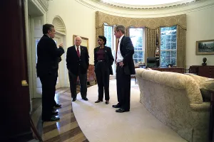 Rice Prints: President George W. Bush with CIA Dir
