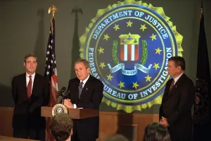 George W Prints: President George W. Bush at FBI Headquarters