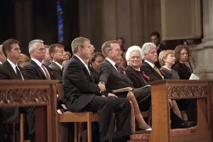 Memorial Prints: President George W. Bush grasps the hand of his father, former President George H. W. Bush