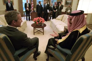 George W Prints: President George W. Bush meets with Foreign Minister Saudi Al-Fail of Saudi Arabia