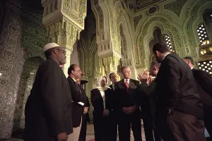 George W Prints: President George W. Bush talks with Islamic community leaders